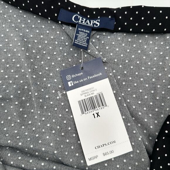 Chaps Skirt 1X Black White Polka Dot A-Line Jersey Knit Pull On Knee Length NEW - Picture 7 of 8